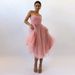 Women's Sleeveless Mesh Herringbone Tube Top Dress A-Line Skirt Waist Spring Birthday Party Fashion_ecoleips.com