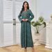 New Evening Dress Muslim Robe Female Long Skirt Heavy Hand Sewn Beaded Long Sleeve Dress_ecoleips.com