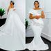 Long Mermaid Wedding Dress Diamond Bridal Gown off the Shoulder Design Floor Length Train Suitable for Black Girls_ecoleips.com