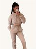 Aria Basics European American Women's Clothing Autumn And Winter Fleece-Lined Hooded Sweatshirt Casual Two-Piece Set 0006_ecoleips.com