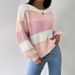 Women's Clothing Autumn And Winter Long Sleeved Pullover Sweater Contrast Color Casual Loose Lazy Style Knitted Tops For Women_ecoleips.com