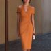 Elegant Pleated Hollow Out Halter Neck Dress Sophisticated Women's New_ecoleips.com