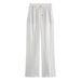 Suitable For All Seasons Danfeng 2025 Summer New Women's Loose Casual Versatile High-Waisted Drawstring Linen Straight Pants_ecoleips.com