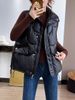 Down Cotton Vest Women's Fashion Trend Outwear Foreign Style 2023 Winter New Style Horse Jacket Bright Face Wash Free_ecoleips.com