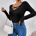 Voya Women's 2026 European And American Style V-neck Slim Fit And Slimming Long Sleeves, Inner T-shirt Base, Outer Top_ecoleips.com