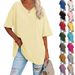 Cross-Border European And American Clothing Foreign Trade Spring Summer New Color Loose Half Sleeve V-Neck Cotton_ecoleips.com