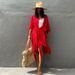 Women's Cotton Sunscreen Cardigan Bikini Cover up Outerwear Swimsuit Clothing for Seaside Holiday_ecoleips.com