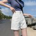 Women's Super High-Waisted Denim Shorts Straight Leg Double Buckle Loose Fit Rolled Hem Wide Leg Hot Pants Trendy Summer Style_ecoleips.com