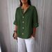 K New Loose Fit Women's V-Neck Button-Up T-Shirt_ecoleips.com