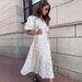 Women's Pure Cotton Printed Dress European American Style Tie up Puff Sleeve Long Dress Summer New Style Cross Border_ecoleips.com