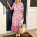 2025 New Plus Size Fairy V-neck Floral Beach Vacation Loose Versatile Long Dress_ecoleips.com