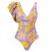 Women's Retro Ruffle One Piece Swimsuit Mesh Tight Fit Floral Dress Style Regular Thickness Summer Sexy Vacation Suit_ecoleips.com