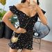 2024 Summer New Cross-Border European And American Women's Clothing V-Neck Drawstring Short Skirt Ruffled Floral Dress_ecoleips.com