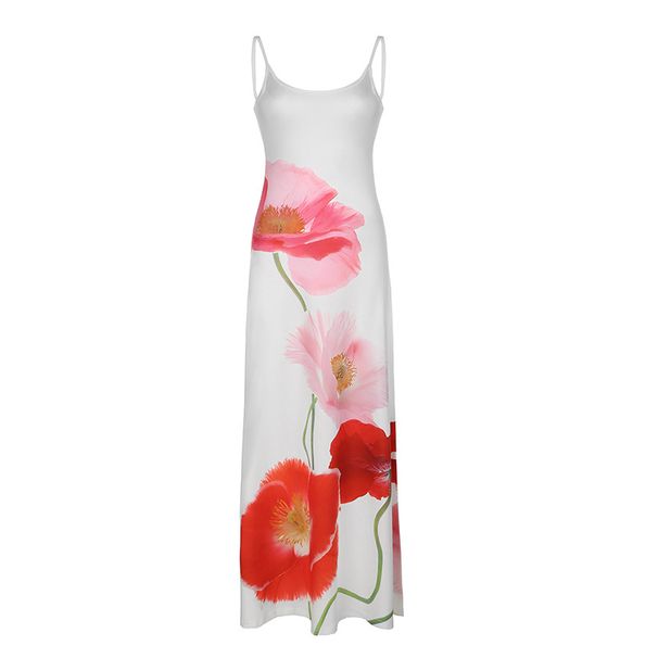 2025 Summer Beach Vacation Flower Printed Exclusive Strap Sleeveless Bareback Slimming A-line Hoodie Short Skirt_ecoleips.com