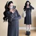 Autumn New Korean Fashion 2-Piece Knitted Maternity Dress For Pregnant Women_ecoleips.com