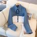 Women's Clothing Plus Size Patchwork Denim Jacket And Wide Leg Pants Set For Women Trendy Spring Outfit Casual Comfortable Two-Piece Set_ecoleips.com