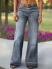 Stretch Denim Long Pants for Women Straight Wide Leg mid Rise Jeans Gradient Frayed Hem Design European And American Style_ecoleips.com
