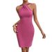 European And American Style Women's Clothing 2026 Summer New Product Sexy Backless Pleated Slim-fit Solid Color_ecoleips.com