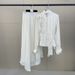 Elegant Two-Piece Set For Women, Beaded Top With Pleated Wrap Skirt, Waist-Defining Outfit_ecoleips.com