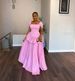 Women's Pink Ball Gown Dress Square Neck Elegant Bubble Sleeve Prom Dress Flared Skirt S-XXL_ecoleips.com
