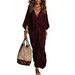 Women's Plus Size V Neck Belted Leopard Print Maxi Dress – Slimming Casual Office Gown_ecoleips.com