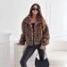 K Fashionable Personality New Furry Leopard Pattern Collarless Short Coat_ecoleips.com