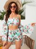 Women's Clothing Three Piece Swimsuit Set High Waisted Long Sleeved Boxer Briefs Bikini_ecoleips.com
