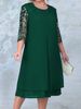 Women's Plus Size Elegant Casual Dress Embroidered Chiffon Patchwork O-Neck Five Sleeve Spring/Autumn_ecoleips.com