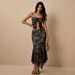 Black Lace Crochet Camisole Top And Irregular Fishtail Skirt Two Piece Set European And American Style for Women_ecoleips.com
