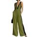 Women's V Neck Sleeveless Color Block Jumpsuit Style Loose Fit Casual Fashionable Trendy Wide Leg New_ecoleips.com