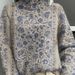 girl Foreign Trade Cross-Border 2025 New Christmas Abstract Print Casual Cape Coat High Neck Sweater_ecoleips.com