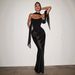 High Quality Heavy Satin Midi Skirt Strapless Two Piece Set Sexy Ribbon Tie up Top European American Style Women's Clothing Dress_ecoleips.com
