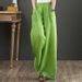 Suitable For All Seasons 2024 Summer Autumn Solid Color Cotton Wide Leg Women Floor-Length Linen Long Pants Plus Size_ecoleips.com
