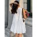 A-Line White Loose Sleeveless Dress With Subtle Waistband For Spring/Summer, Perfect For Daily Wear_ecoleips.com