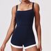 Summer Women's Slim Fit Bodysuit Cross-Over Neckline Backless Versatile Solid Color Sexy Fashion Jumpsuit for Wholesale_ecoleips.com