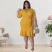 Plus Size Women's Mid Sleeve Dress Summer New Style Full Skirt_ecoleips.com