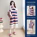 Autumn New Korean Style Striped Tassel Vest Base Sweater 2-Piece Set Maternity Dress_ecoleips.com
