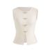 Women's Sleeveless Split Hem Blouse – Breathable Polyester Blend, Office-To-Cocktail Versatile Top With Bow Detail (Black/Nude)_ecoleips.com