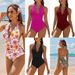 Women's Sexy Leopard Print One Piece Swimsuit Deep V Halter Neck Tight Fitting Bikini American Style Summer Vacation Swimwear_ecoleips.com