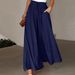 Summer Wide Leg Trousers For Women High Waist Elastic Waistband Long Skirt Pants American Style Fashion_ecoleips.com
