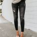 Women's Slim Fit Black Ripped Skinny Jeans – Stretch Pleated Denim Pants With Edgy Style_ecoleips.com