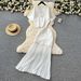 Women's Clothing Light Mature Style Two Piece Skirt Summer High End Short Sleeved Knitted Top High Waist Spliced Pleated Skirt_ecoleips.com