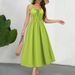 Women's Clothing Dress Women's Dress Spring And Summer Vacation Leisure Solid Color Waist Suspender Long Skirt_ecoleips.com