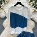 Women's Clothing Age Reducing Suit For Women Retro Design, Versatile Contrast Color Short Sleeved T Shirt Top, High Waist Casual Jeans_ecoleips.com