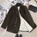 Women's Clothing Winter-Ready Velvet Blazer For Women – Cozy Fleece-Lined Office Jacket, Double-Breasted Chenille Blazer Elegant Black_ecoleips.com