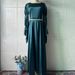 Elegant Long Sleeve A-Line Dress With Bubble Sleeves & U-Neck - Soft Polyester Blend Flowy Maxi Dress For Women, Comfortable Spring Outfit_ecoleips.com