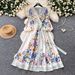 Vintage Floral Print Wrap Dress With V-Neck, Belted Waist, And Flowy Long Skirt – Elegant Style For Spring & Summer_ecoleips.com