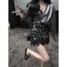 2025 Summer New High-End Gray Glossy Shirt Black Turn Silver Sequin Skirt Set Two-Piece Women_ecoleips.com