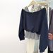 real Shot Of A Two-piece Striped Patchwork Long-sleeve Off-shoulder Women's Jacket, New Loose-fitting_ecoleips.com