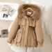 2027 Winter Fashion Parkas Women Drawstring Waist Slim Fit Fur Keep Warm Zipper Hooded Integrated Cotton-Padded Jacket M-3XL_ecoleips.com
